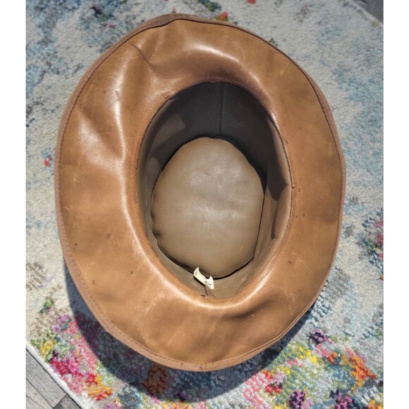 Vintage Skullys Henschell Weathered Suede Hippie Boho Outback Hat USA Large - Picture 9 of 16